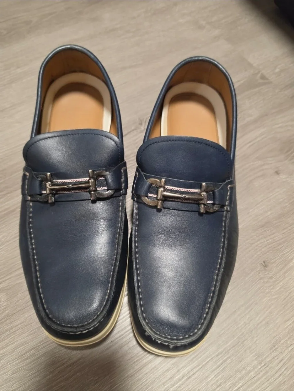 EUC Men's Salvatore Ferragamo Lorien Saxony Blue Leather Boat Shoes Size 10.5 2E